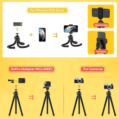 JMARY MT25 Ball Head Selfie Stick Flexible Octopus Tripod Bracket with Phone Holder