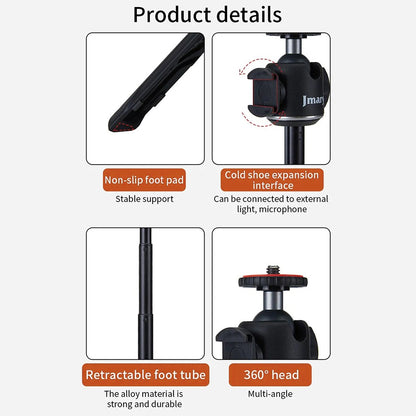 JMARY MT-29 Portable Selfie Stick Camera Phone Holder Mini Extendable Live Streaming Desktop Tripod