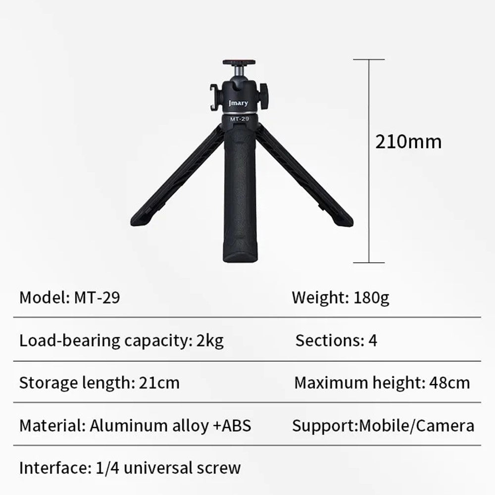 JMARY MT-29 Portable Selfie Stick Camera Phone Holder Mini Extendable Live Streaming Desktop Tripod