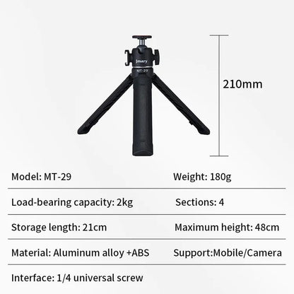 JMARY MT-29 Portable Selfie Stick Camera Phone Holder Mini Extendable Live Streaming Desktop Tripod