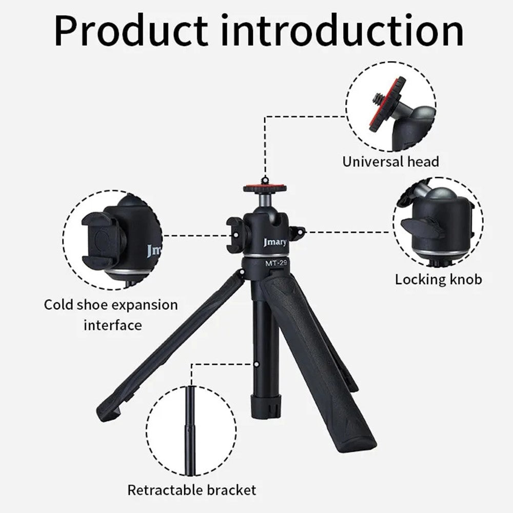 JMARY MT-29 Portable Selfie Stick Camera Phone Holder Mini Extendable Live Streaming Desktop Tripod