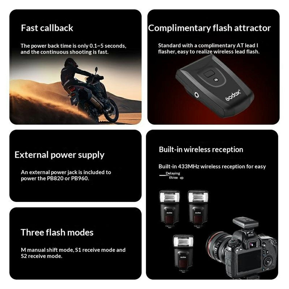 GODOX TT560 II Camera Flash 433MHz Wireless Receiver Hot Shoe Flash Light for Canon Nikon Sony