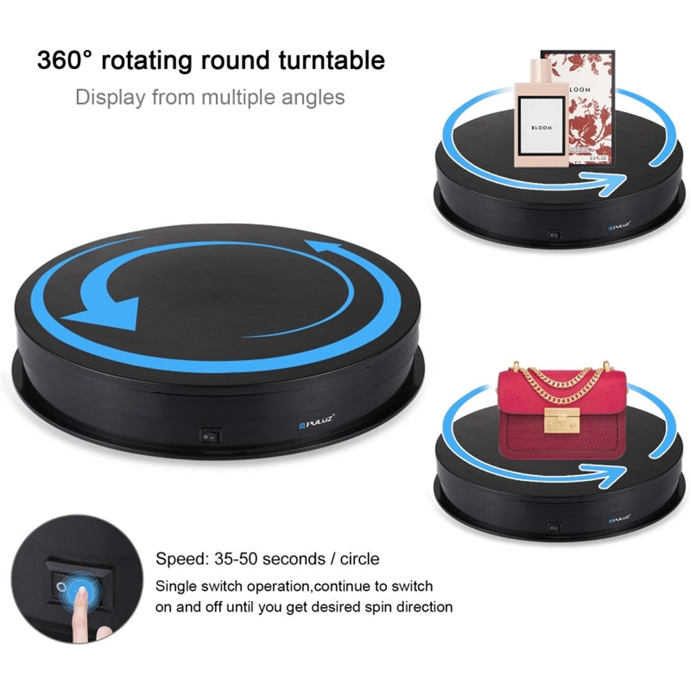 PULUZ PU3049 30cm 360 Degrees Rotation Photography Electric Swivel Turntable Video Shooting Display Stand