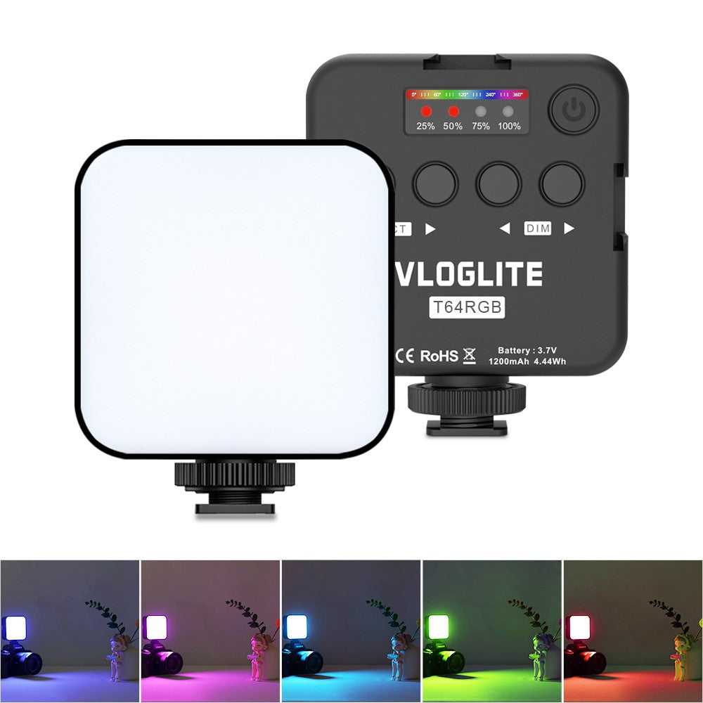 VLOGLITE T64RGB Cell Phone Camera Video Fill Light Mini Pocket Beauty Light Portable RGB Fill Light