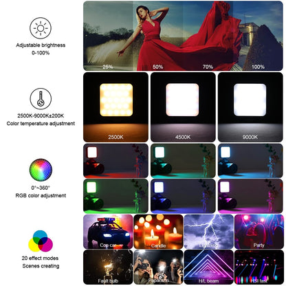 VLOGLITE T64RGB Cell Phone Camera Video Fill Light Mini Pocket Beauty Light Portable RGB Fill Light