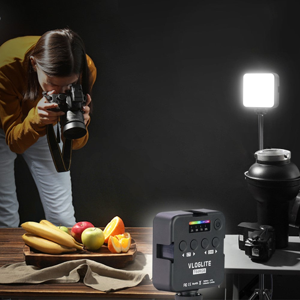 VLOGLITE T64RGB Cell Phone Camera Video Fill Light Mini Pocket Beauty Light Portable RGB Fill Light