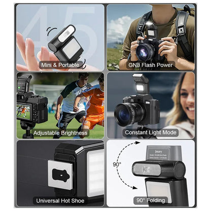 JMARY FM-06R Mini Flash Fill Light Hot Shoe Mount 300mAh Rechargeable LED Light for Camera Photography