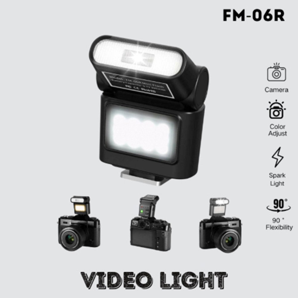 JMARY FM-06R Mini Flash Fill Light Hot Shoe Mount 300mAh Rechargeable LED Light for Camera Photography