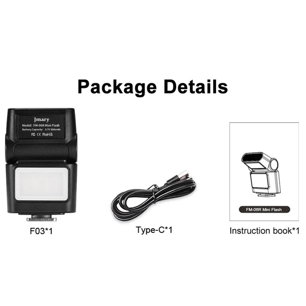 JMARY FM-06R Mini Flash Fill Light Hot Shoe Mount 300mAh Rechargeable LED Light for Camera Photography