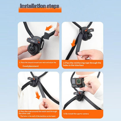 VRIG AC-82 360 Degree Ball Head Magnetic Neck Mount Bracket for Insta360 Ace  /  Pro  /  Pro 2  /  X5  /  X4 Air Quick Release Adjustable Bracket