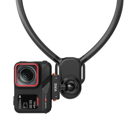 VRIG AC-82 360 Degree Ball Head Magnetic Neck Mount Bracket for Insta360 Ace  /  Pro  /  Pro 2  /  X5  /  X4 Air Quick Release Adjustable Bracket