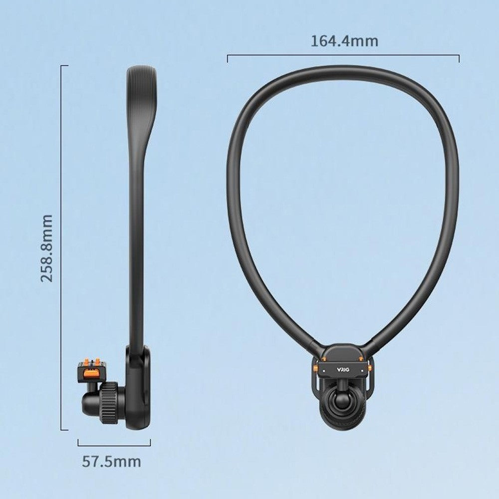 VRIG AC-82 360 Degree Ball Head Magnetic Neck Mount Bracket for Insta360 Ace  /  Pro  /  Pro 2  /  X5  /  X4 Air Quick Release Adjustable Bracket