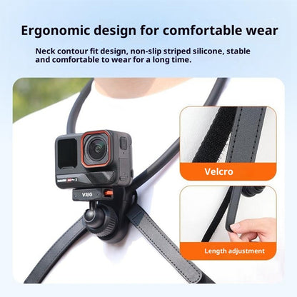 VRIG AC-82 360 Degree Ball Head Magnetic Neck Mount Bracket for Insta360 Ace  /  Pro  /  Pro 2  /  X5  /  X4 Air Quick Release Adjustable Bracket