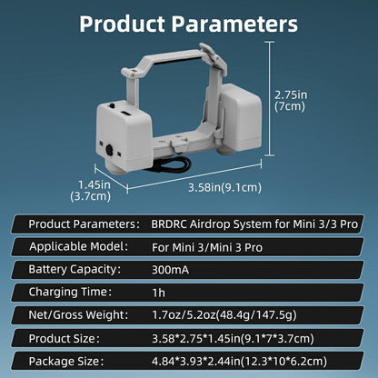 BRDRC For DJI Mini 3 / Mini 3 Pro Thrower Remote Control Airdrop System Drone Payload Release Device