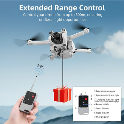 BRDRC For DJI Mini 3 / Mini 3 Pro Thrower Remote Control Airdrop System Drone Payload Release Device