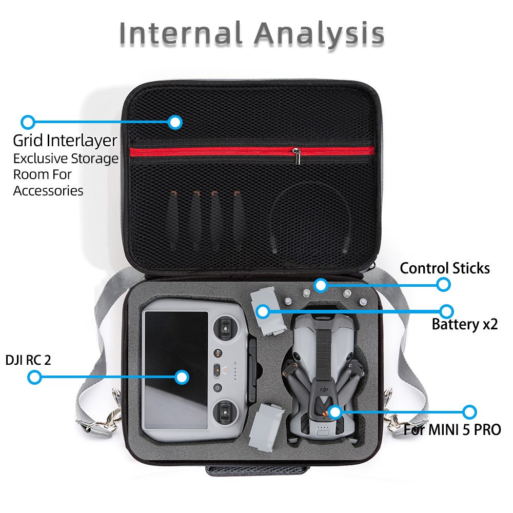 For DJI Mini 5 Pro Drone Storage Bag with Shoulder Strap Shockproof EVA Portable Carry Case