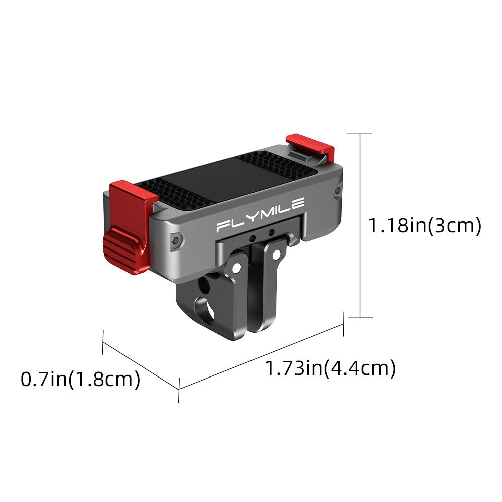 FLYMILE For DJI Osmo Action 6  /  Nano Magnetic Quick Release Mount 360° Rotating Aluminum Alloy Base Dual Port Design