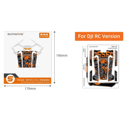 SUNNYLIFE MM3-TZ396 For DJI Mini 3 Pro Drone + for DJI RC Remote Control Stickers Set Anti-scratch Decorative Stickers Decals