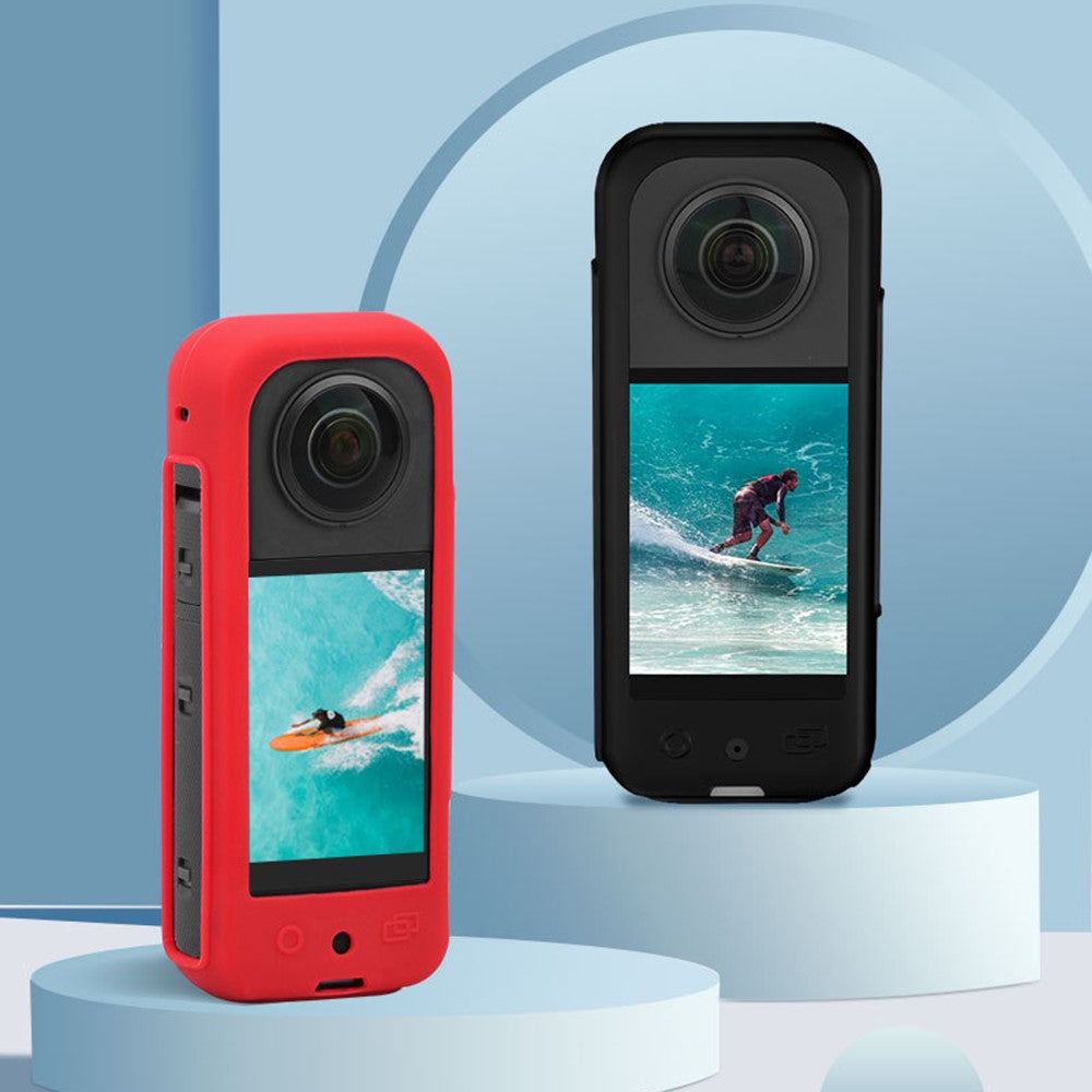 BRDRC Silicone Case for Insta360 X3 Panoramic Camera Anti-scratch Protective Cover with Strap