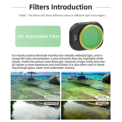 SUNNYLIFE N4P-FI729 4PCS For DJI Mini 4 Pro Oilproof Optical Glass Lens Filters (MCUV+CPL+ND32+ND64)