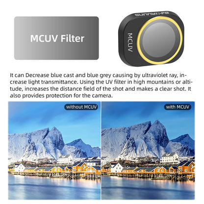 SUNNYLIFE N4P-FI729 4PCS For DJI Mini 4 Pro Oilproof Optical Glass Lens Filters (MCUV+CPL+ND32+ND64)