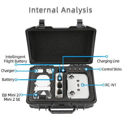For DJI Mini 2 SE / Mini 2 Waterproof Suitcase Anti-explosion Storage Box Compatible with RC-N1 Remote Controller