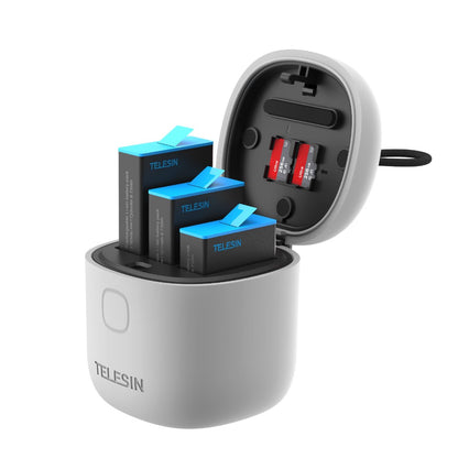 TELESIN GP-BTR-904-GY 3 Slots Battery Charger Storage Box TF Card Reader Case for GoPro Hero 9