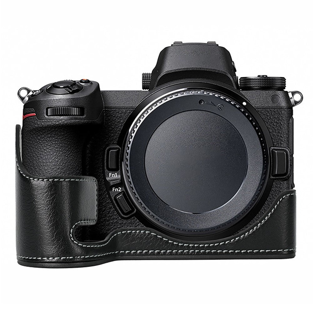 For Nikon Z 6 / Z 6 II Textured Leather Camera Bag Bottom Case Easy to Replace Battery