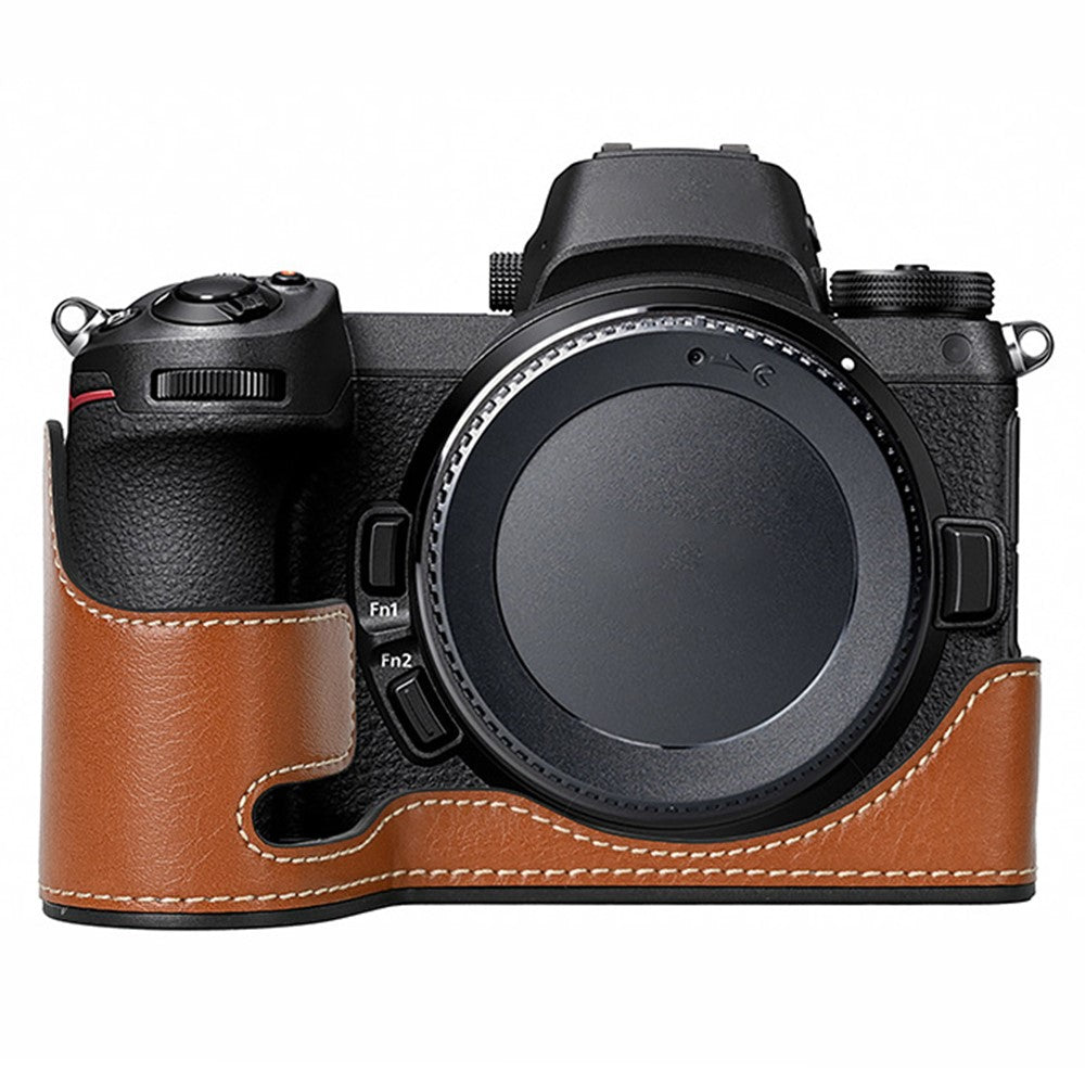 For Nikon Z 6 / Z 6 II Textured Leather Camera Bag Bottom Case Easy to Replace Battery