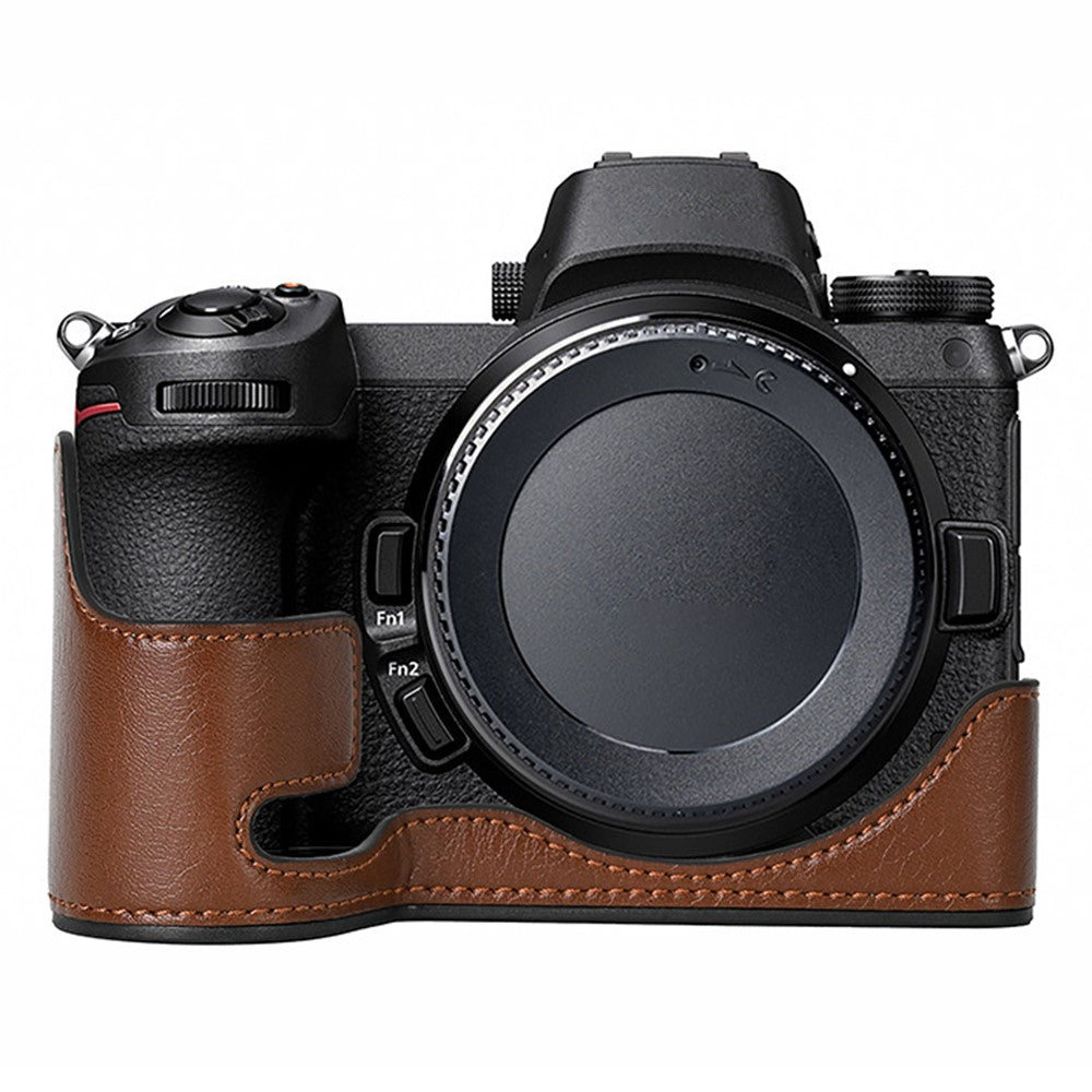 For Nikon Z 6 / Z 6 II Textured Leather Camera Bag Bottom Case Easy to Replace Battery