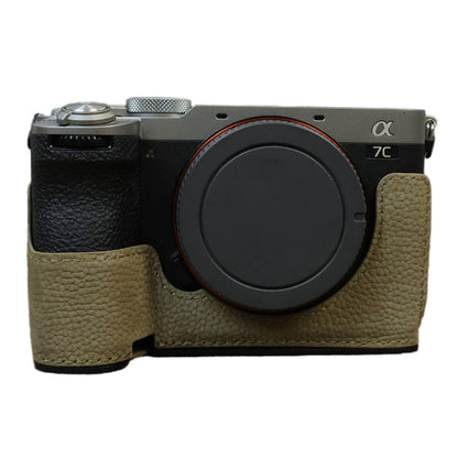 For Sony A7C II / A7CR Camera Bottom Case Genuine Cow Leather Anti-Drop Half Body Cover with Battery Opening