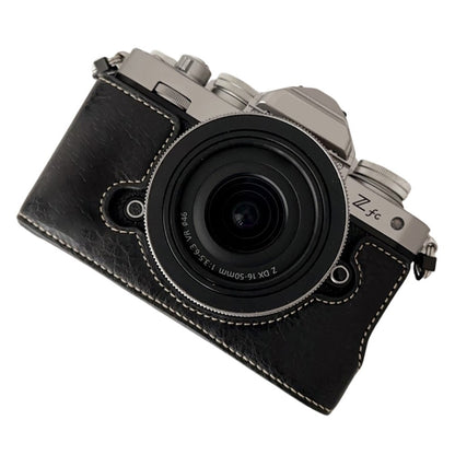 For Nikon Z Fc Buffalo Texture PU Leather Bottom Case Half Body Camera Cover with Battery Opening