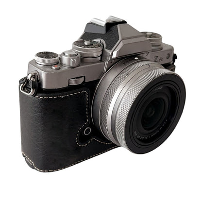 For Nikon Z Fc Buffalo Texture PU Leather Bottom Case Half Body Camera Cover with Battery Opening