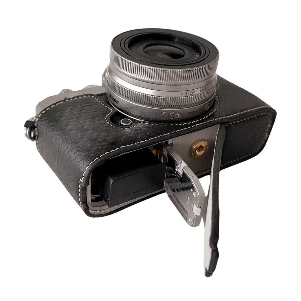 For Nikon Z Fc Buffalo Texture PU Leather Bottom Case Half Body Camera Cover with Battery Opening