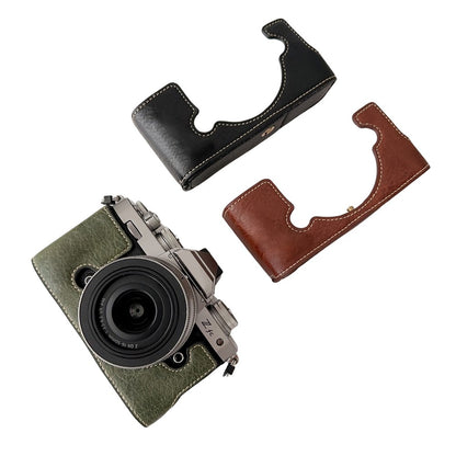 For Nikon Z Fc Buffalo Texture PU Leather Bottom Case Half Body Camera Cover with Battery Opening