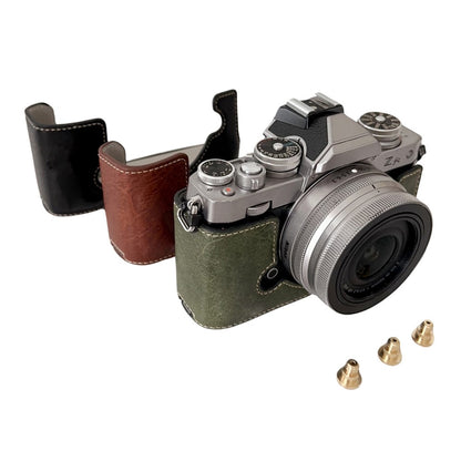 For Nikon Z Fc Buffalo Texture PU Leather Bottom Case Half Body Camera Cover with Battery Opening