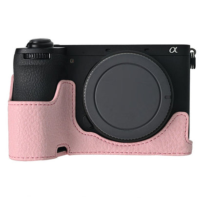 For Sony A6700 Camera Case Large Cutout PU Leather Protector with Shoulder Strap
