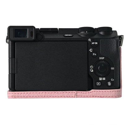 For Sony A6700 Camera Case Large Cutout PU Leather Protector with Shoulder Strap