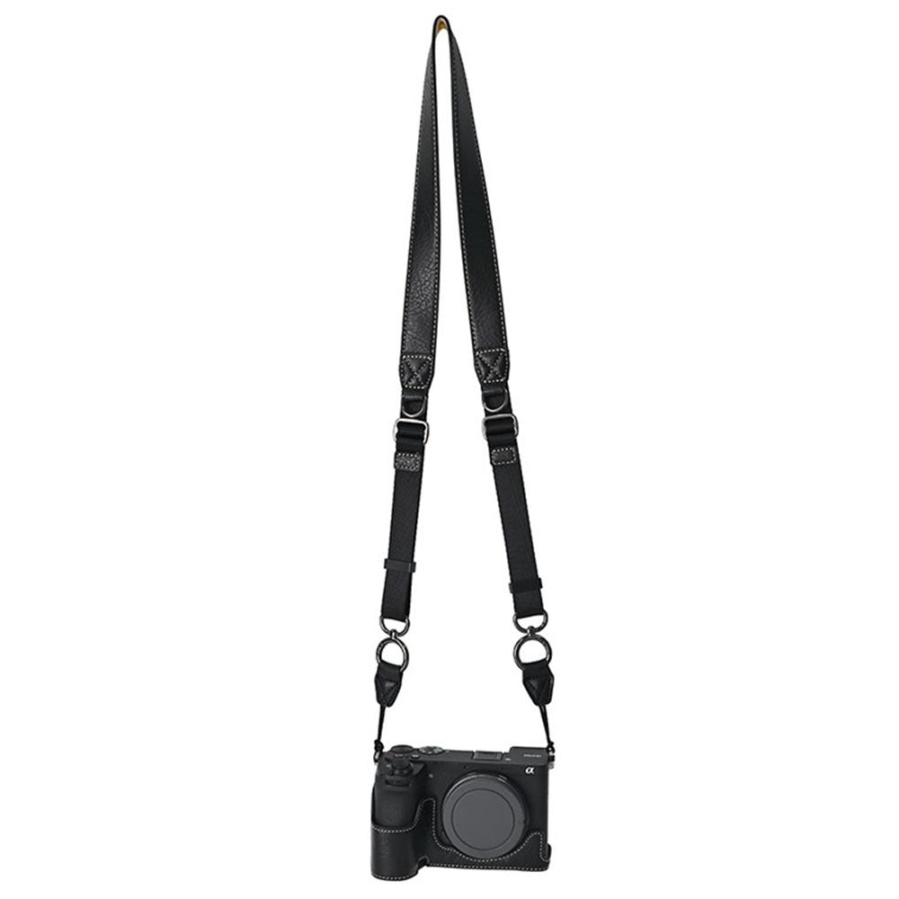 For Sony A6700 Camera Case Large Cutout PU Leather Protector with Shoulder Strap