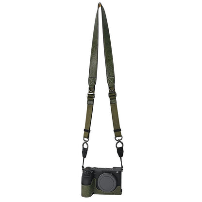For Sony A6700 Camera Case Large Cutout PU Leather Protector with Shoulder Strap