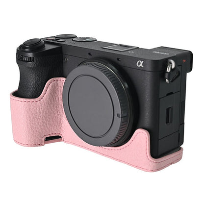 For Sony A6700 Camera Case Large Cutout Litchi Texture PU Leather Protector