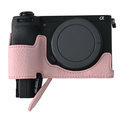 For Sony A6700 Camera Case Large Cutout Litchi Texture PU Leather Protector