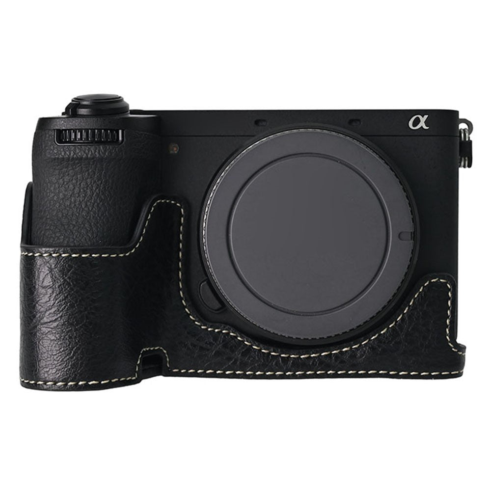 For Sony A6700 Camera Case Large Cutout Litchi Texture PU Leather Protector