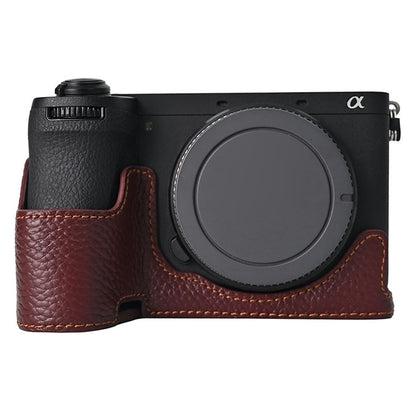 For Sony A6700 Camera Bottom Cover Case Large Opening Design Genuine Cow Leather Protector