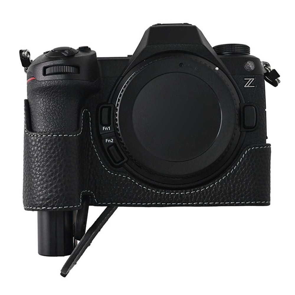 For Nikon Z6 III Camera Case Large Cutout Genuine Cow Leather Protective Cover