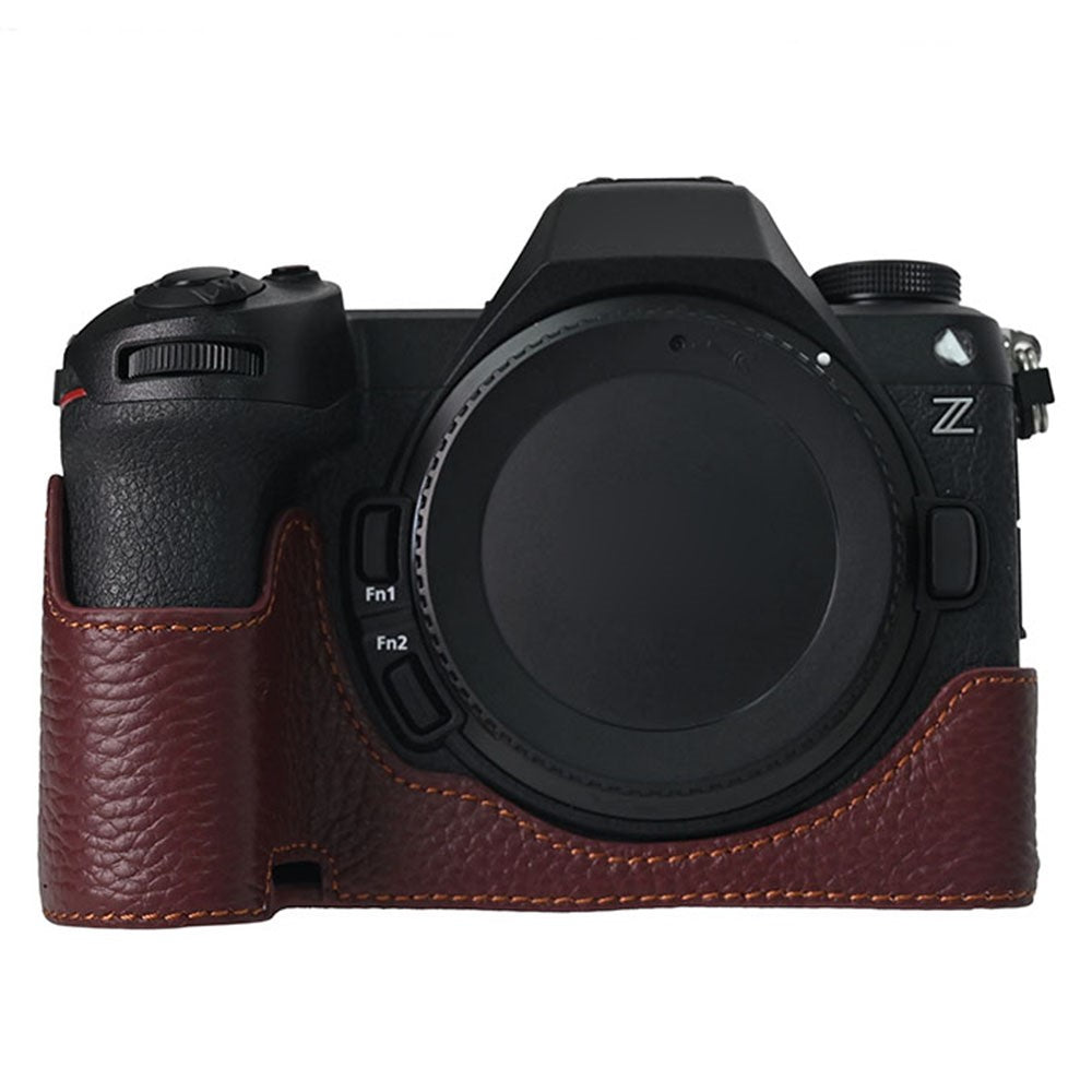 For Nikon Z6 III Camera Case Large Cutout Genuine Cow Leather Protective Cover