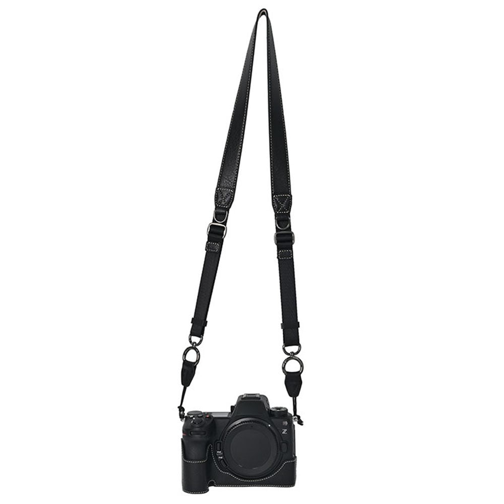 For Nikon Z6 III Camera Case with Shoulder Strap Large Cutout Litchi Texture PU Leather Protective Cover