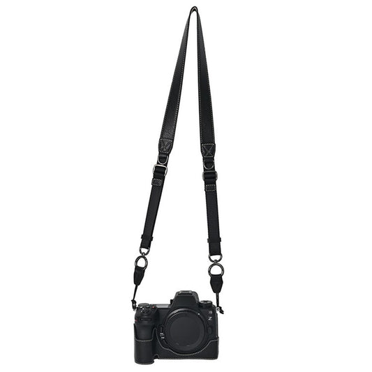 For Nikon Z6 III Camera Case with Shoulder Strap Large Cutout Litchi Texture PU Leather Protective Cover