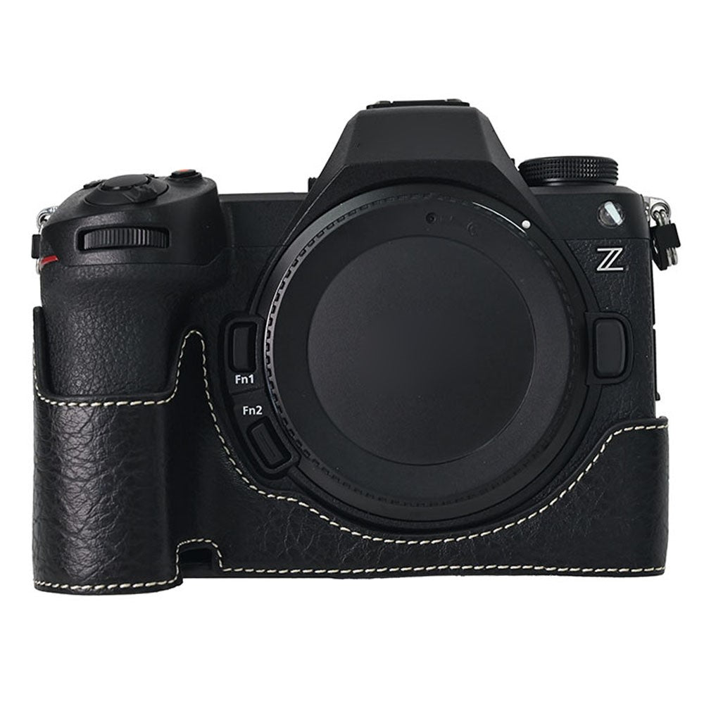 For Nikon Z6 III Camera Case with Shoulder Strap Large Cutout Litchi Texture PU Leather Protective Cover