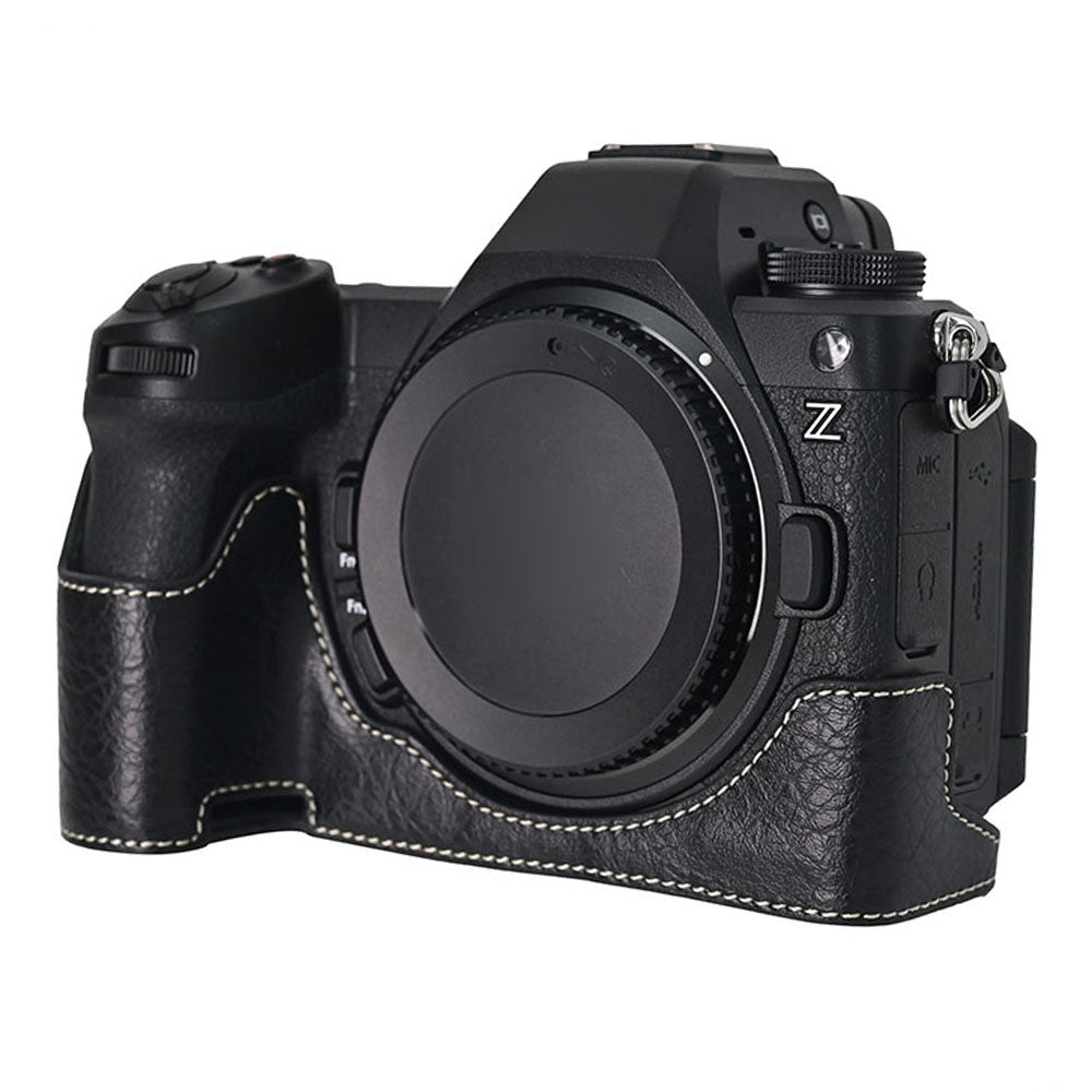 For Nikon Z6 III Camera Case with Shoulder Strap Large Cutout Litchi Texture PU Leather Protective Cover